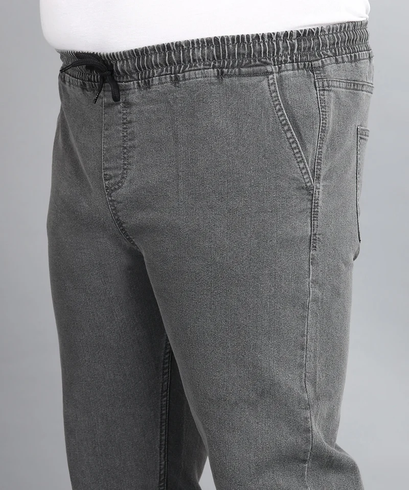 Urbano Fashion  Urbano Plus Men's Grey Regular Fit Washed Jogger Jeans Stretchable for Men | Best Price UAE